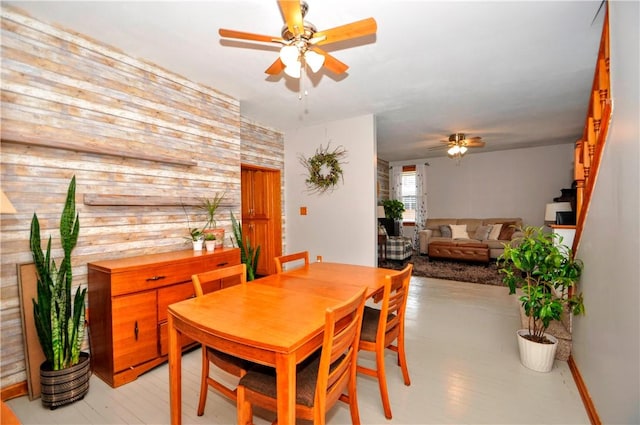 dining area featuring ceiling fan