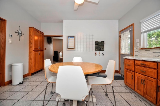 dining area with ceiling fan