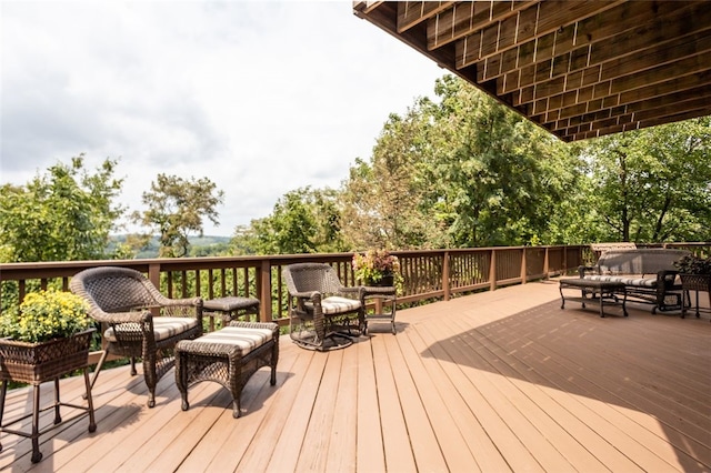 deck with an outdoor hangout area