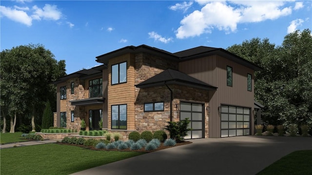 view of front facade featuring a garage and a front yard