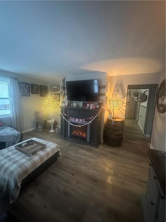 living room featuring dark hardwood / wood-style floors