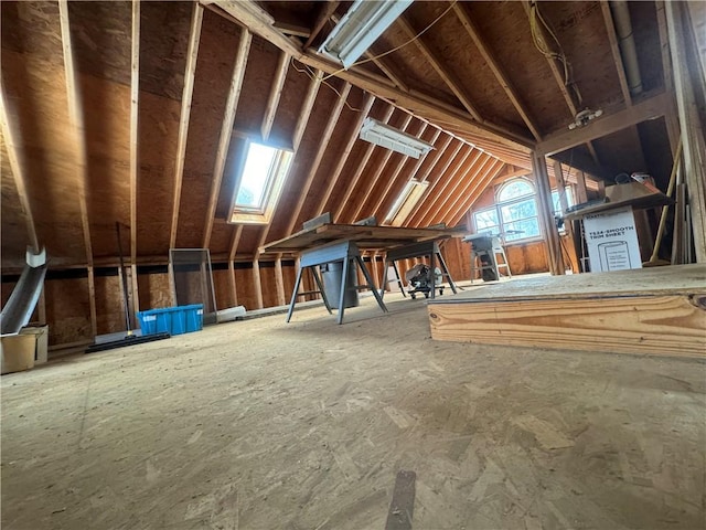 view of unfinished attic