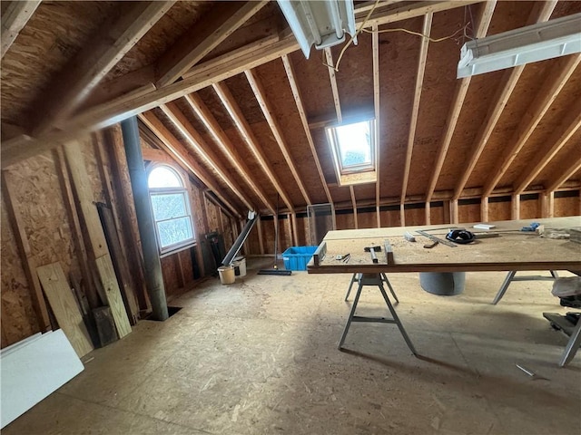 view of unfinished attic