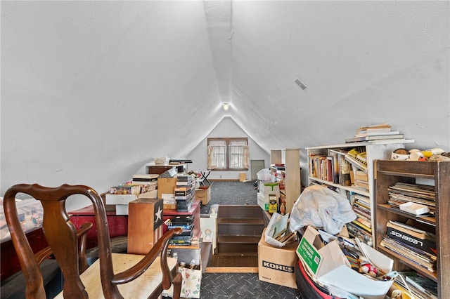 interior space featuring vaulted ceiling