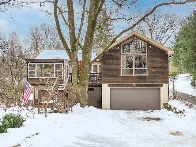 view of front of property with a garage