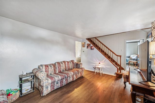 living room with hardwood / wood-style flooring