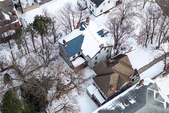 view of snowy aerial view