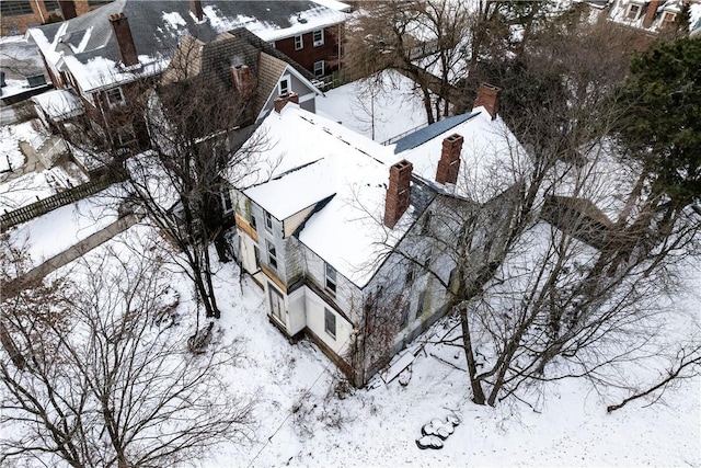 view of snowy aerial view