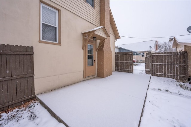 view of snow covered exterior