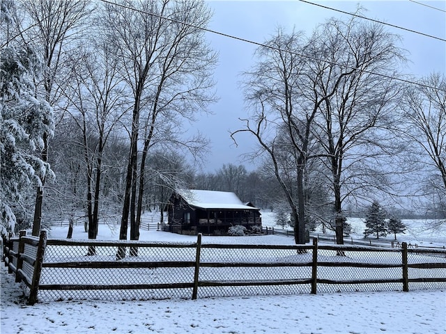 view of yard covered in snow