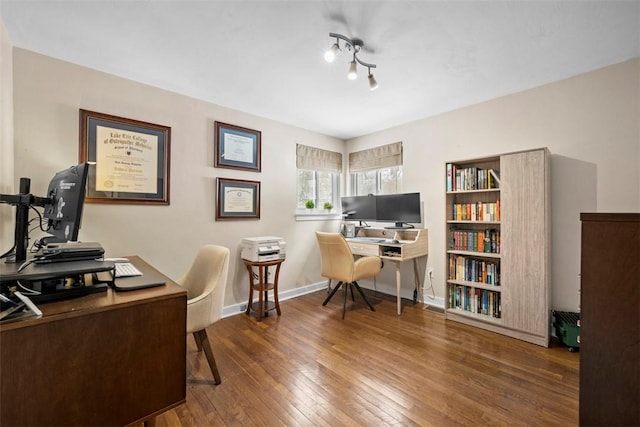 office featuring dark wood-type flooring