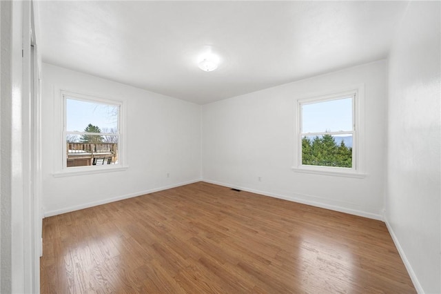 spare room featuring hardwood / wood-style floors and a wealth of natural light