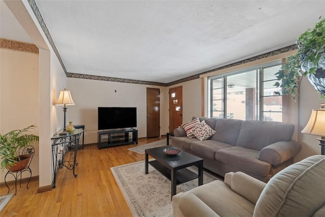 living room featuring light hardwood / wood-style flooring