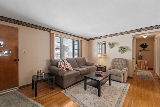 living room with light wood-type flooring