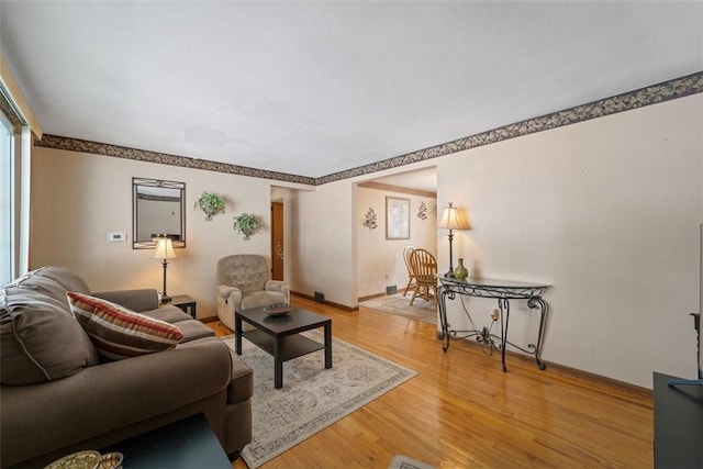 living room with hardwood / wood-style floors