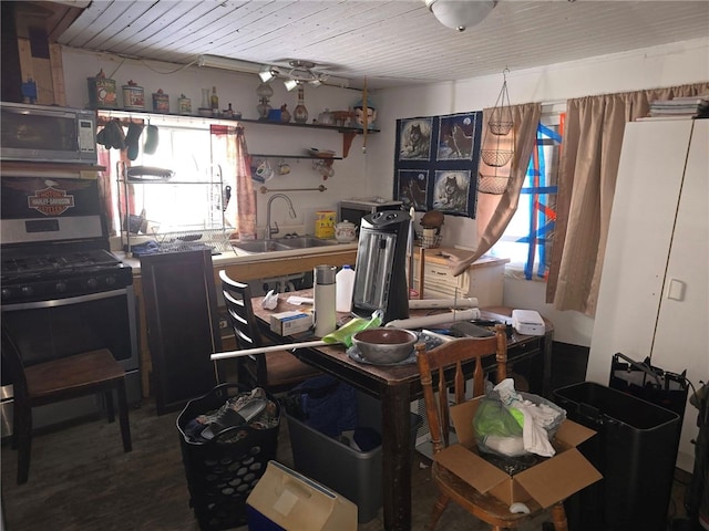 interior space with sink and hardwood / wood-style floors