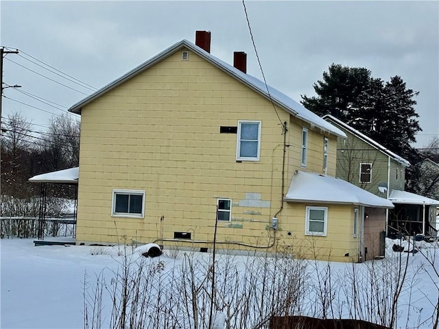 view of snow covered exterior