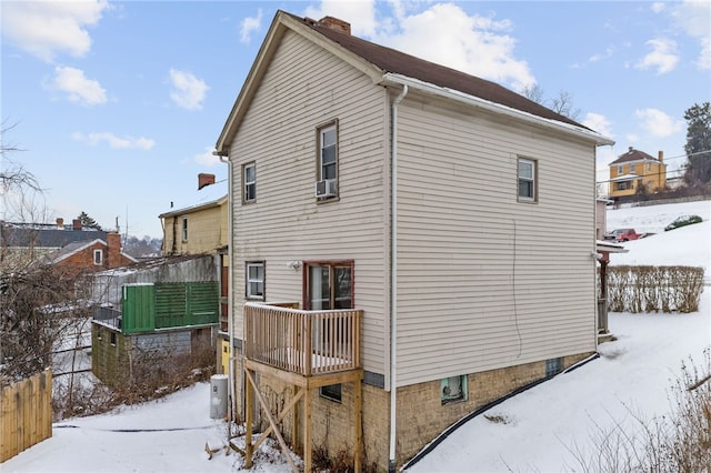 view of snow covered exterior