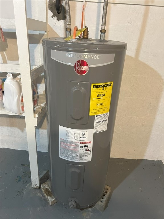 utility room with water heater