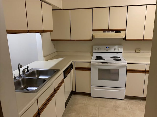 kitchen featuring sink and white appliances