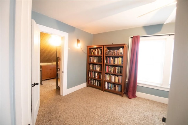 interior space featuring light colored carpet and plenty of natural light