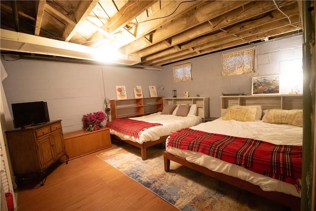 bedroom with light hardwood / wood-style flooring