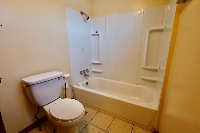 bathroom featuring toilet, shower / bath combination, and tile patterned floors