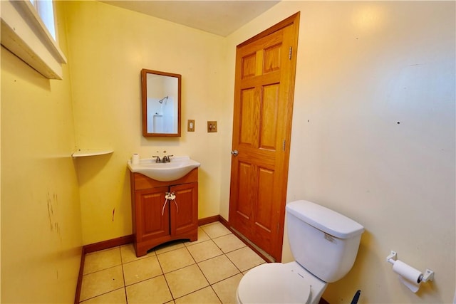 bathroom with tile patterned floors, toilet, and vanity