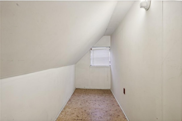 additional living space with lofted ceiling and light colored carpet