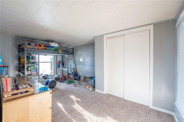 interior space with a closet and carpet floors