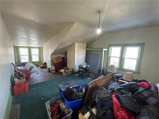 interior space featuring lofted ceiling