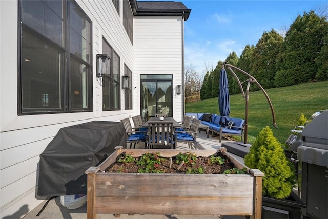 view of patio featuring an outdoor hangout area and grilling area