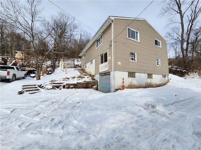 view of snow covered exterior