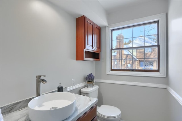 bathroom with toilet and vanity