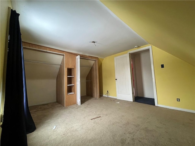 additional living space with carpet and lofted ceiling