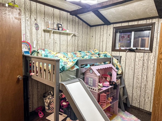 bedroom featuring vaulted ceiling