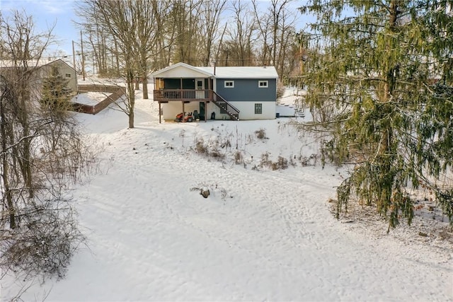 view of front of house with a deck