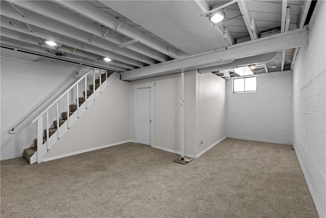 basement featuring carpet floors