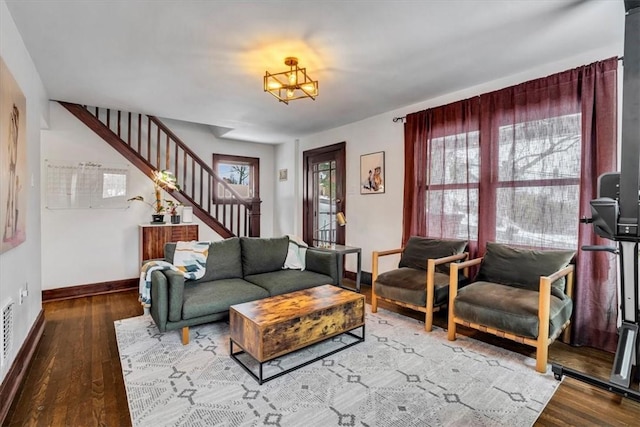 living room with wood-type flooring