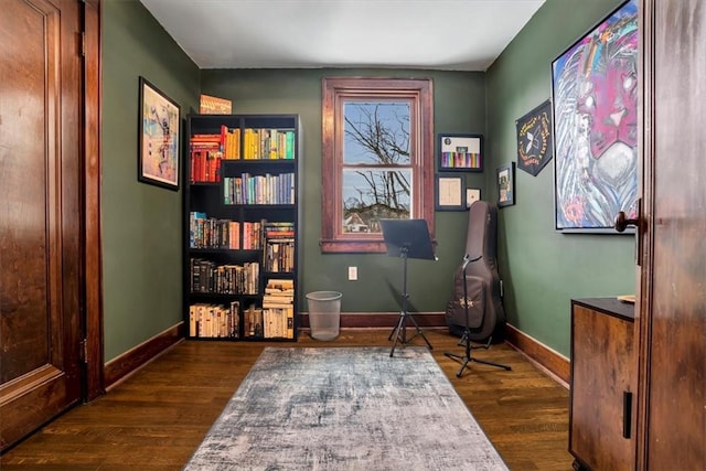 living area featuring dark hardwood / wood-style floors