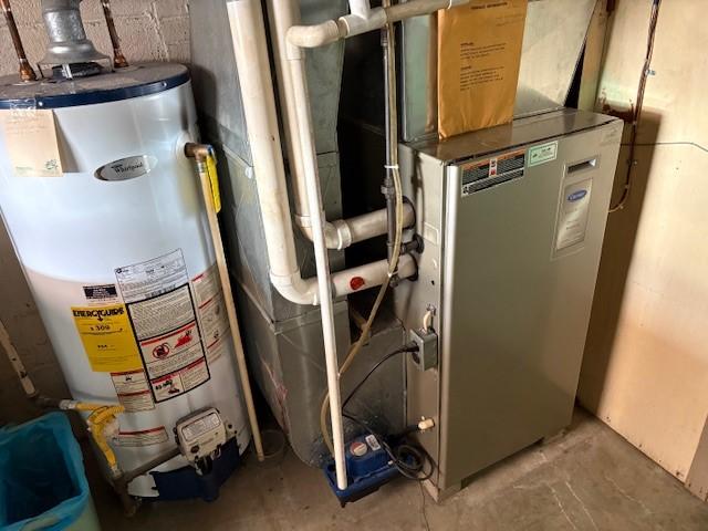 utilities with water heater and heating unit