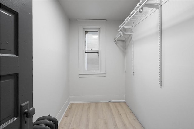 spacious closet with light wood-type flooring