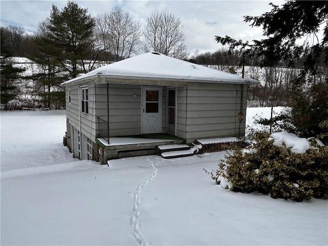 view of snow covered structure