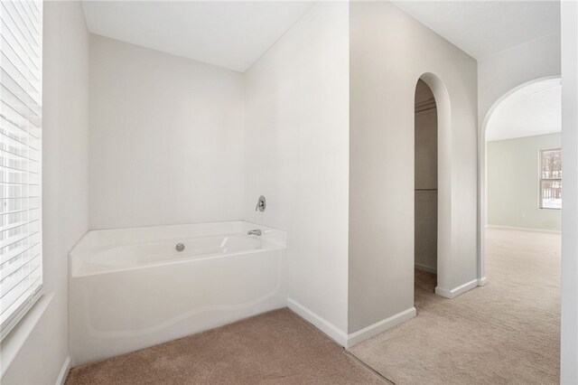 bathroom featuring a bathtub and a wealth of natural light