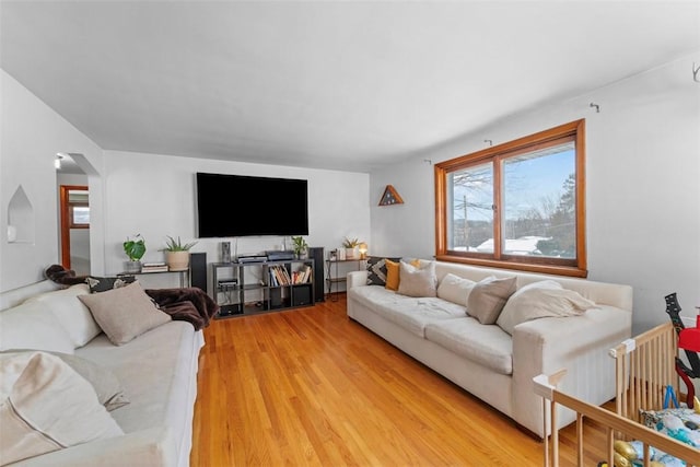 living room with light wood-type flooring