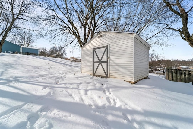 view of snow covered structure