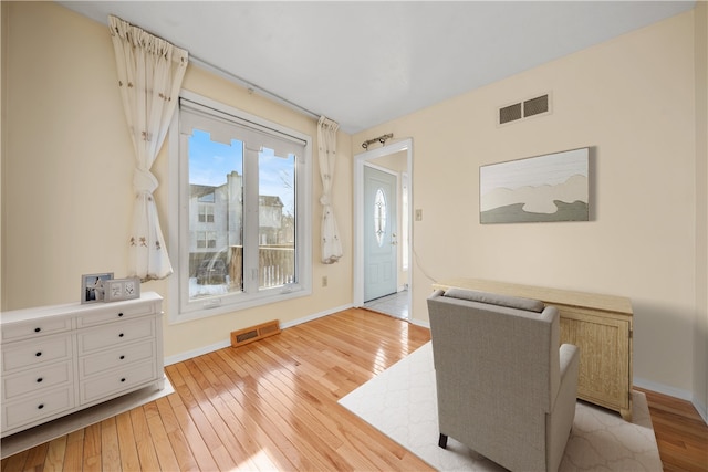 interior space with light hardwood / wood-style flooring