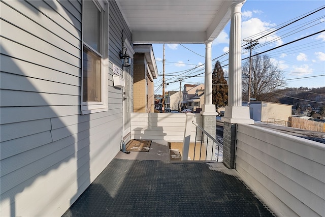 view of home's exterior with a porch