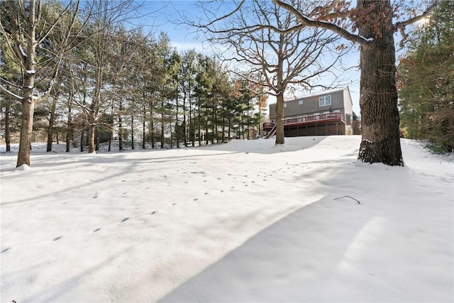 view of yard covered in snow