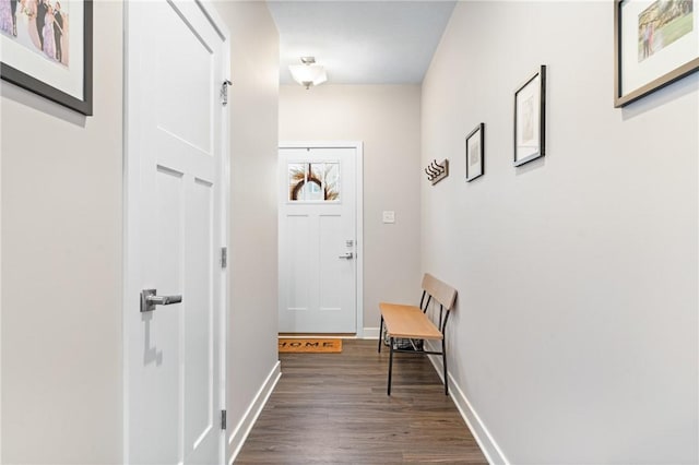 doorway featuring dark hardwood / wood-style flooring